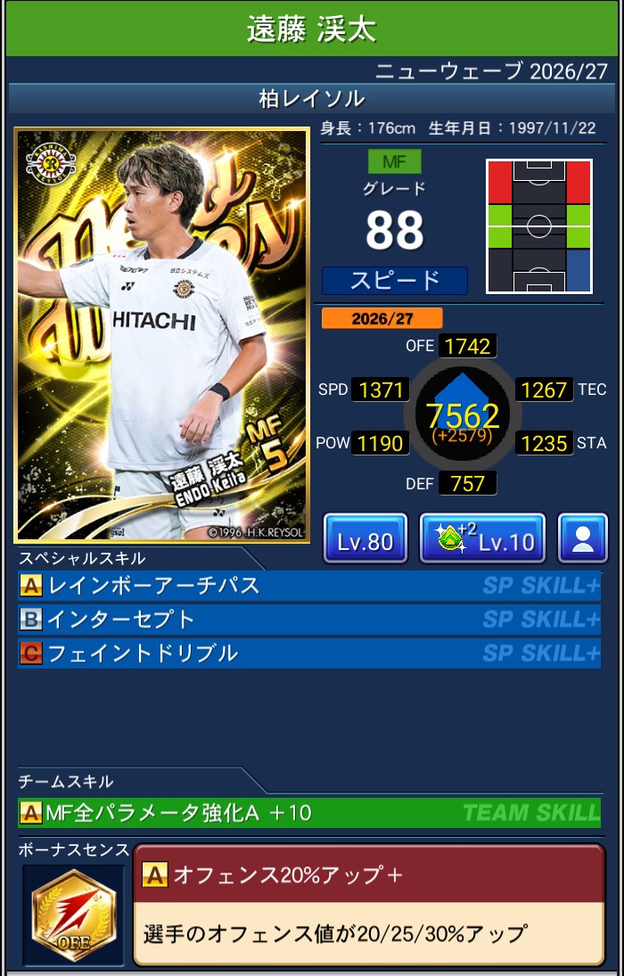 遠藤渓太 柏レイソル Jクラ NEWWAVES 2026/27
