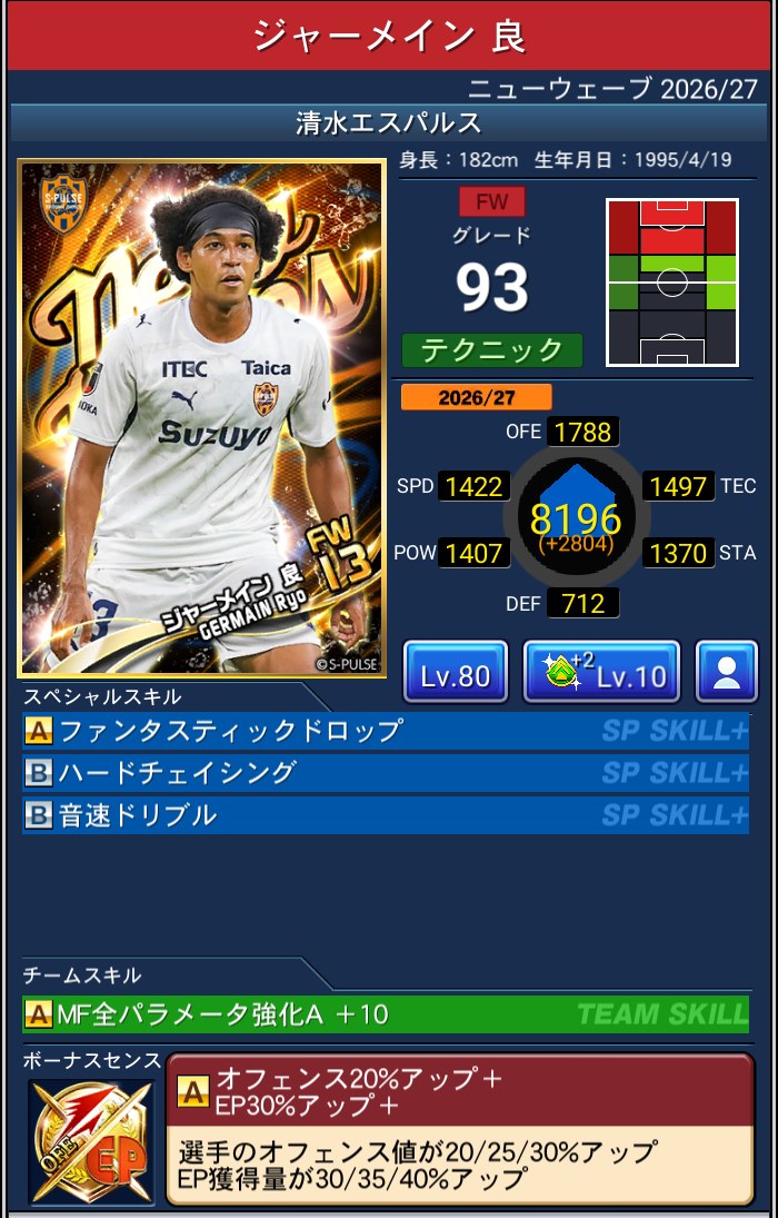 ジャーメイン良 清水エスパルス Jクラ NEWWAVES 2026/27