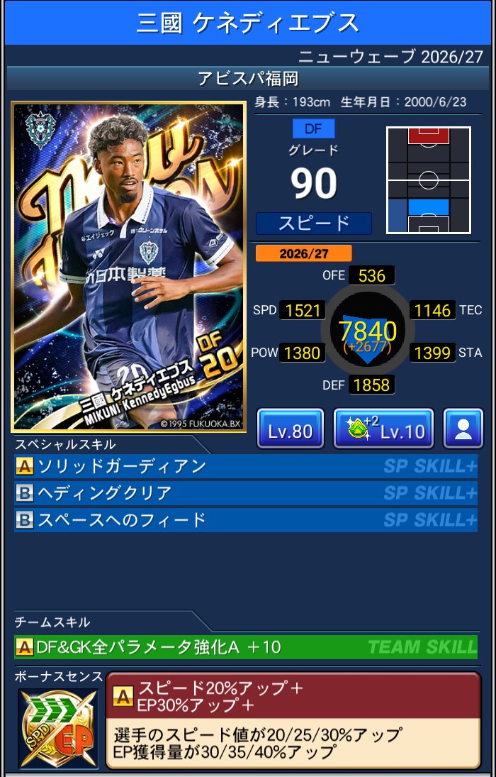 三國ケネディエブス アビスパ福岡 Jクラ NEWWAVES 2026/27