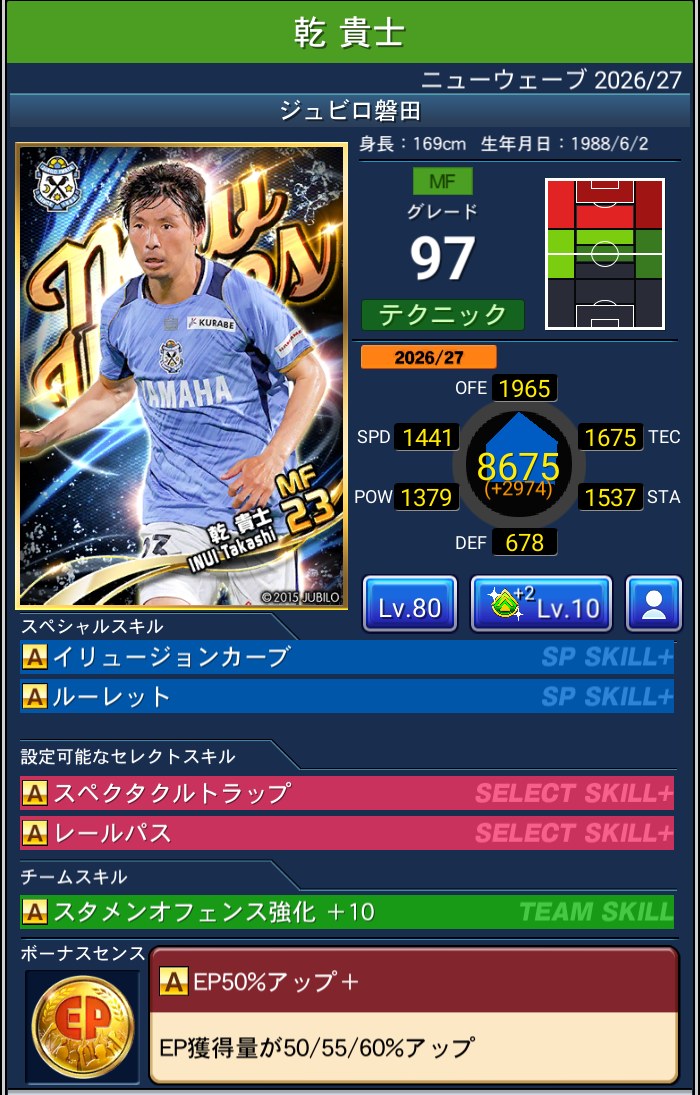 乾貴士 ジュビロ磐田 Jクラ NEWWAVES 2026/27