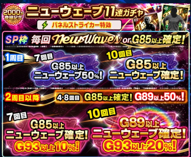 Jクラ ニューウェーブ11連ガチャの確定枠